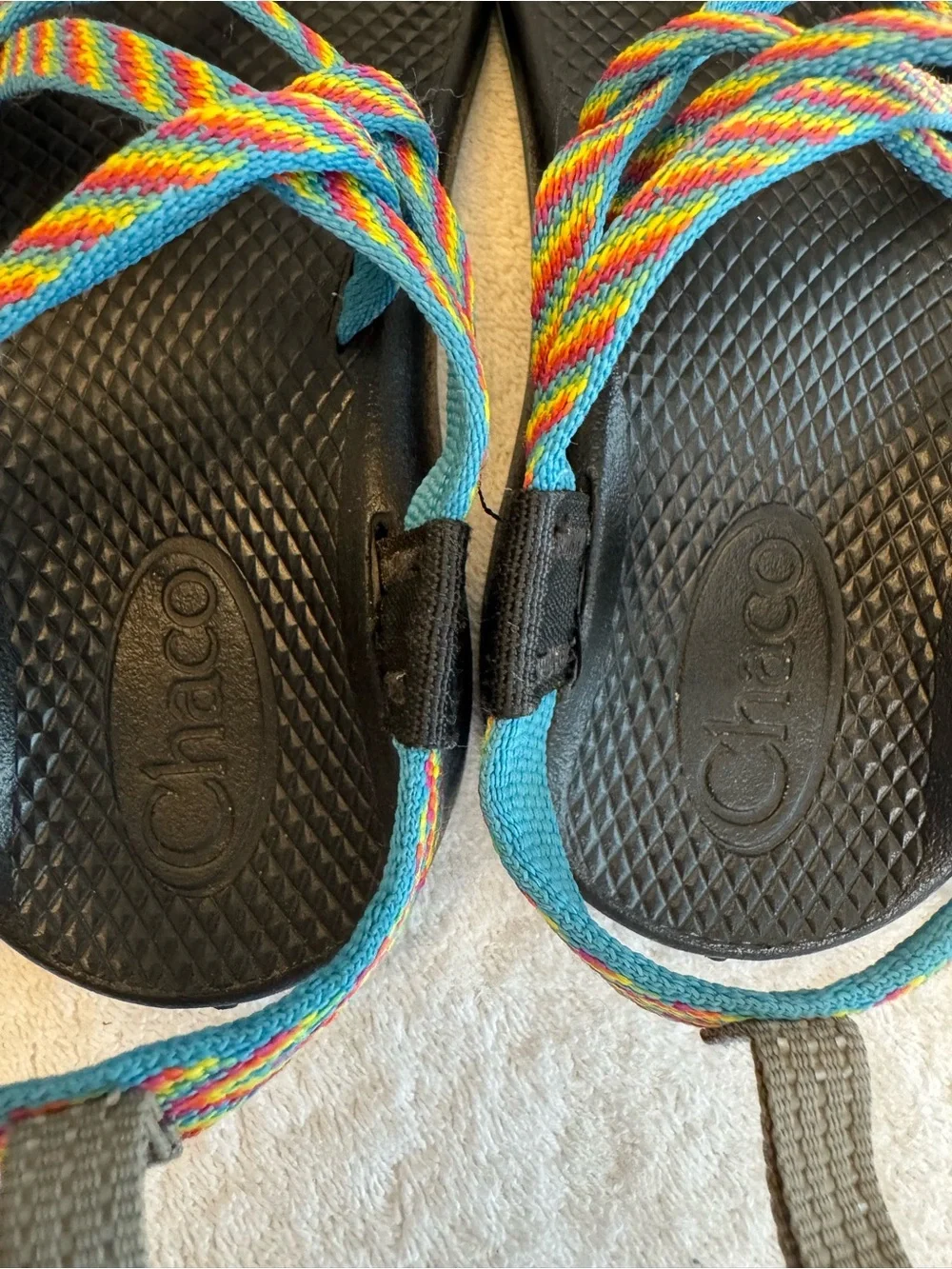 Chaco Kids ZX/1 EcoTread Rainbow Fiesta Blue Double Strap Hiking Sandals Size 2